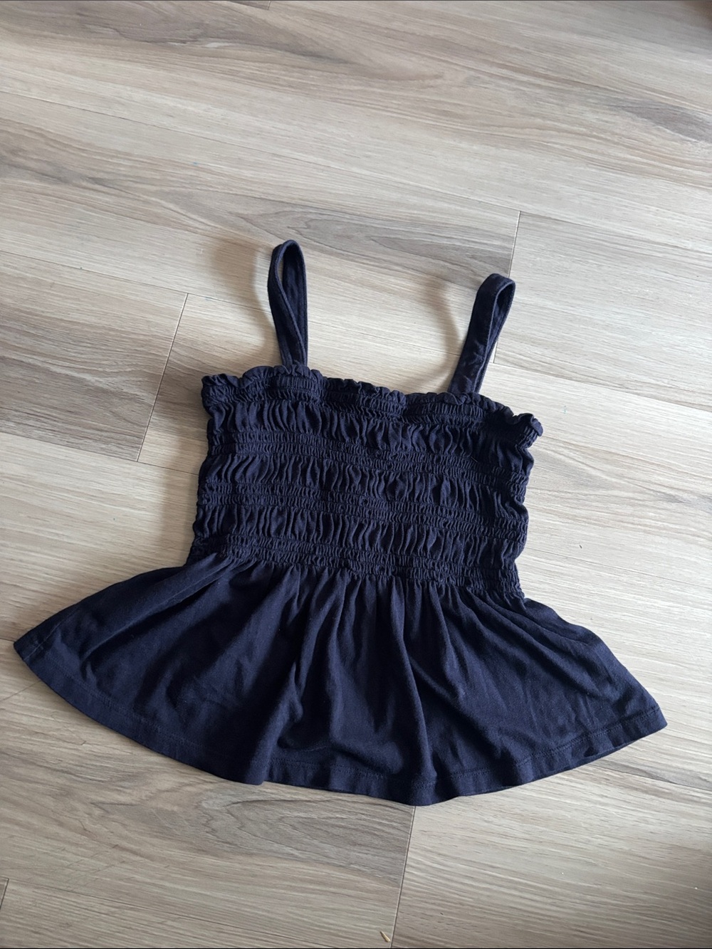 GAP navy blue Smocked Peplum Tank Top - Girls